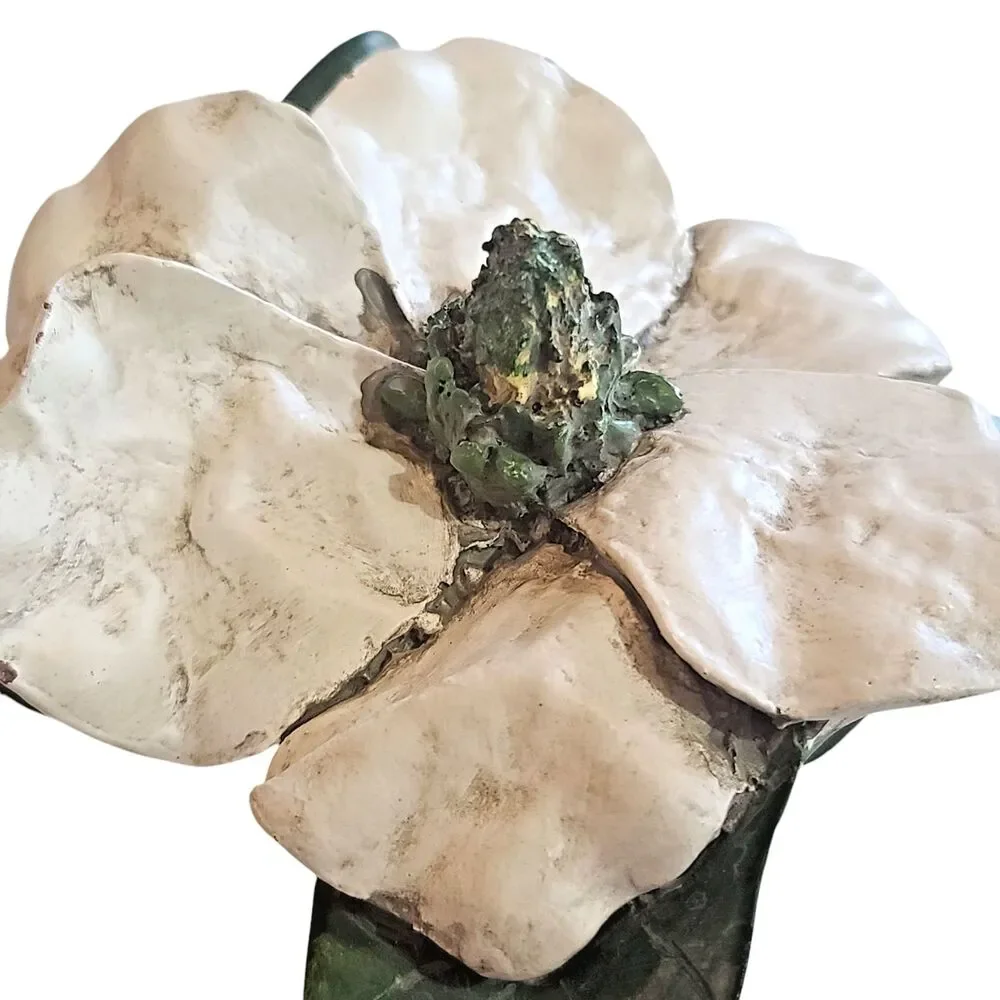 Vintage Ceramic Magnolia Flower Centerpiece Hand Painted 1970's